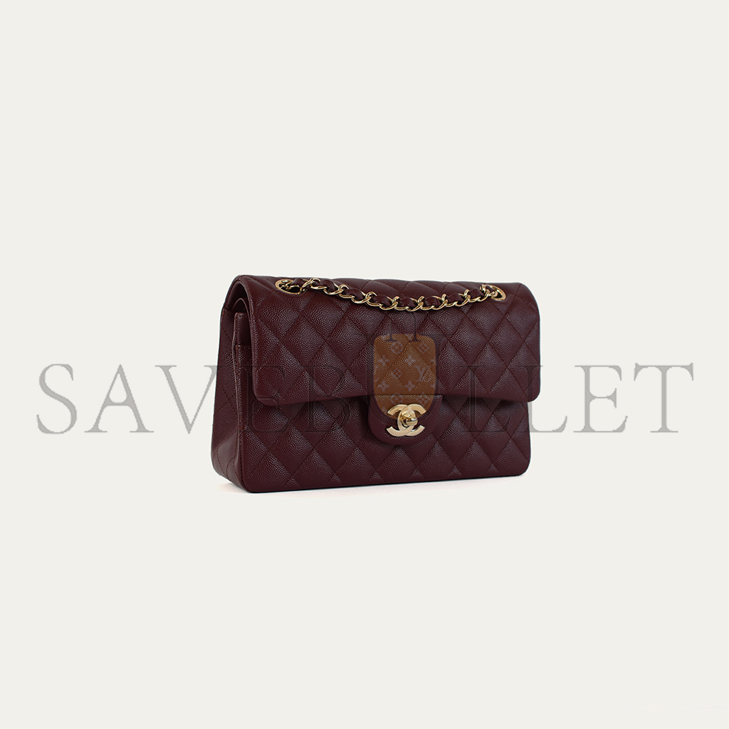 Ch*el medium flap bag burgundy (23*14.5*6cm)